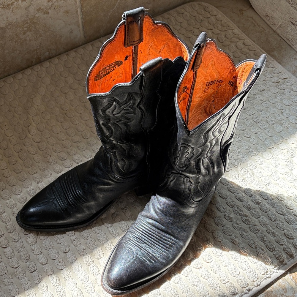 Lucchese Black Leather Western Boots